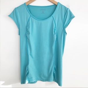 ATHLETA Ruched Workout Top with Zippered Pocket